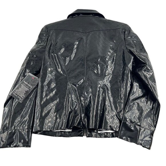 Pamela McCoy Women’s Size Medium Vinyl Patent Leather Jacket Black New with tags - Picture 2 of 9